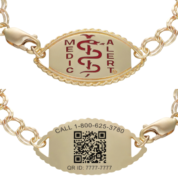 QR Code Santa Rosa Elite Medical ID Bracelet 14k Gold